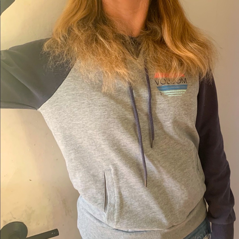 Volcom Grey and Blue Hoodie